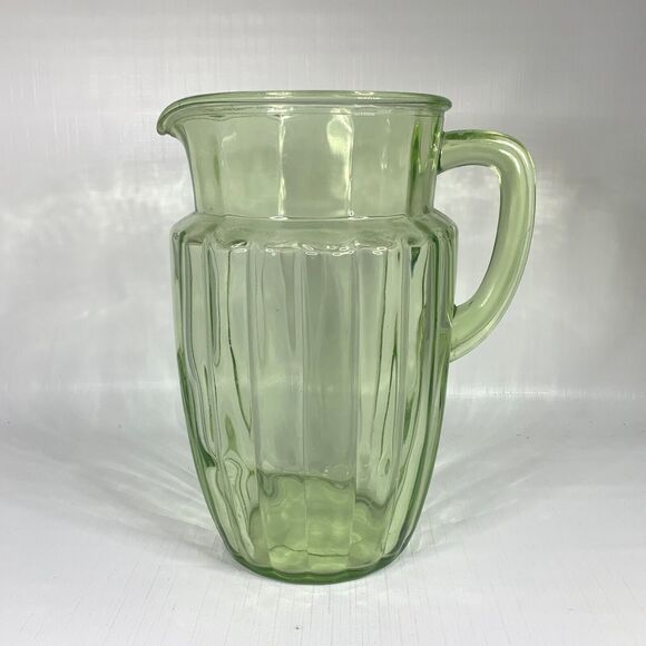 Princess Green Uranium 60oz Pitcher Anchor Hocking Depression Glass Vintage 30s - Picture 2 of 6